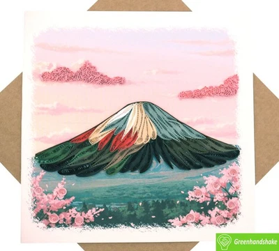 Tarjeta de felicitación Fuji in Bloom Quilling - Arte hecho a mano dedicado único Foto 1 de 4