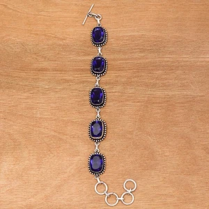 Tanzanite Quartz Gemstone Jewelry bracelet &Earring 7-8'' - Picture 1 of 7