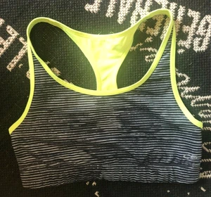 CHAMPION C9 S M Reversible Black Gray Lime Green SPORT BRA Racer ACTIVE Logo - Picture 1 of 13