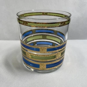 Culver Blue Empress Lowball 8oz Gin Tumbler Barware 22kt Gold Banding - Picture 1 of 5
