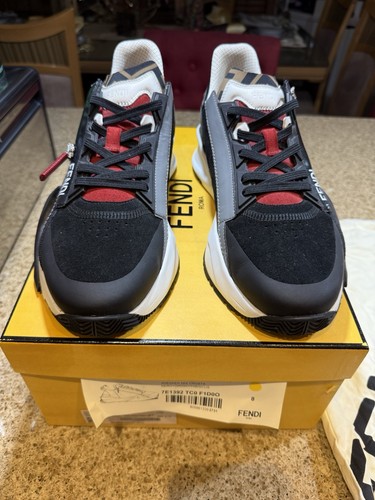 SNEAKERS FENDI FLOW NERE E ROSSE TAGLIA 8 US 9 5