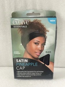 NEW Evolve Essentials Satin Pineapple Cap High-quality Bonnet No Frizz Black - Picture 1 of 2