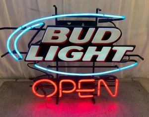 Anheuser-Busch Bud Light Open Neon Beer Sign - Picture 1 of 4