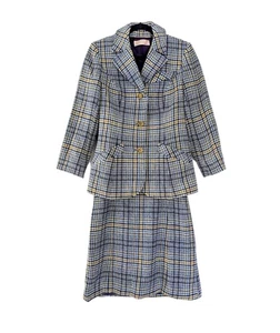 Pendleton 3 Piezas Traje Talla Pequeña Pata de Gallo Tartán Lana Midi Falda Blazer Chaleco LEER - Imagen 1 de 19