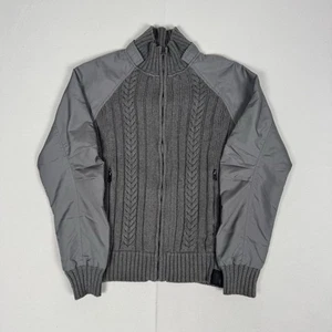 Schott NYC Military Knitted Zip Up Jumper Jacket Grey Cotton Bomber Large - Bild 1 von 9