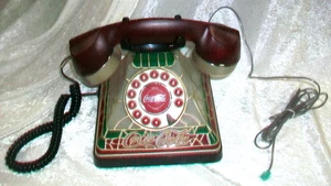 Vintage 2001 Coca Cola Retro Stained Glass Phone Landline Telephone Tested Works - Picture 1 of 13