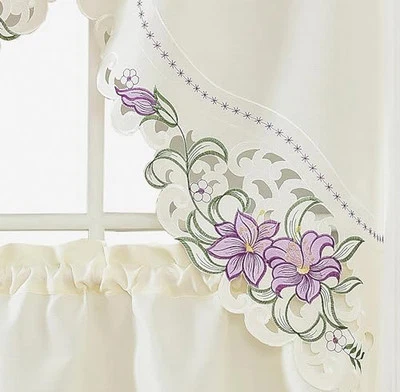 GOHD - Fragancia de lirio. Cortina/cortina de café/swag bordado multicolor 3 piezas y  Foto 1 de 4