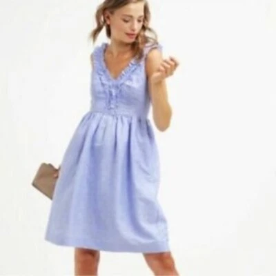 Vestido Banana Republic Mezcla de Lino Volantes - Talla 4P Foto 1 de 4