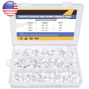 350Pcs Closed End Crimp Terminal Protective Closed End Wire Crimp Connector Cap - Picture 1 of 11