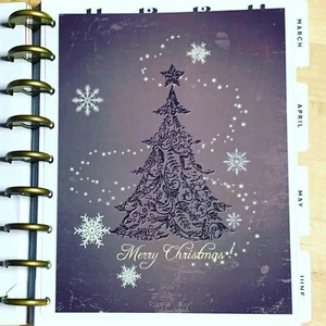 Tablero de instrumentos de vacaciones de árbol de Navidad púrpura glamoroso para usar con planificador clásico HAPPY - Imagen 1 de 3
