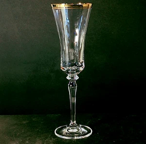MIKASA JAMESTOWN GOLD CHAMPAGNE FLUTE, Optic Lead Crystal, 8 oz, 22K Gold Trim - Picture 1 of 7
