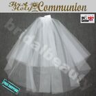 White Ivory First 1st Holy Communion Veil With Diamante Crystals Baptism Girl