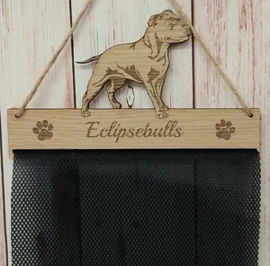 Staffordshire Bull Terrier Dog Rosette Holder Oak Veneer Rosette Personalised - Picture 1 of 7