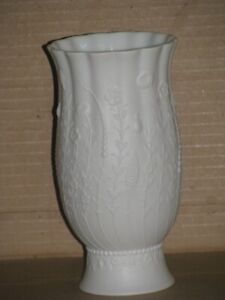 Vintae M Frey Porcelain White Vase Kaiser Germany White Bisque Deco Hand Painted by K Nossek