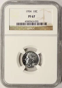 Moneda de diez centavos Roosevelt 1954 Proof 10c NGC PF67 - Imagen 1 de 4