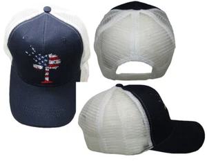 South Carolina SC USA Overlay Navy Blue White Mesh Embroidered Hat Cap - Picture 1 of 6