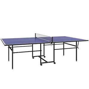 9FT Folding Table Tennis Table with 4 Wheels, for Indoor Use, Blue - Picture 1 of 11