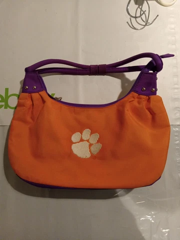CLEMSON TIGERS Purse Handbag Embroidered Tiger Paw Purple Orange Cover