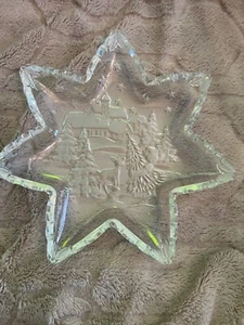 CHRISTMAS Mikasa Crystal Glass Star Shaped SERVING PLATE 12" Diameter - Picture 1 of 3