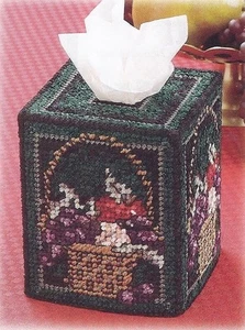 **ELEGANT FRUIT BASKET TISSUE BOX COVER TO STITCH**PLASTIC CANVAS PATTERN** - Picture 1 of 1