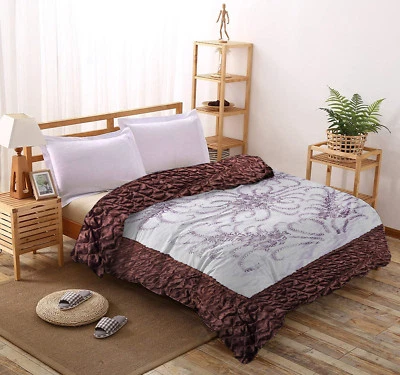 Jaipuri Rajai Satin Steppdecke Queen Wendbare Decke Indische Hippie Tagesdecke - Bild 1 von 2