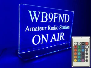 2x Changeable Color 24 Key Remote Engraved LED Ham Shack Amateur Radio Call Sign - Picture 1 of 7