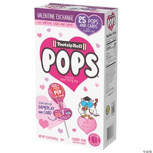 Tootsie Roll Pops (25) Filled w Chewy Tootsie Rolls Valentine Exchanges 15.6 oz - Picture 1 of 4