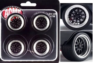 1/18 Acme Pro Touring Spoked Wheel and tire Set Black/Chrome. - Picture 1 of 4