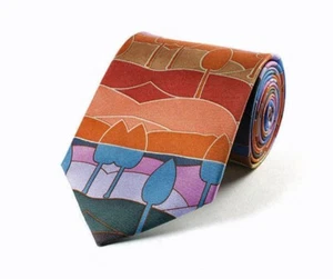 Fox & Chave Voysey Trees Silk Tie - Made in England - Picture 1 of 4