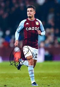 Autógrafo firmado a mano Phillipe Coutinho 12 x 8 foto Aston Villa auténtico certificado de autenticidad - Imagen 1 de 1