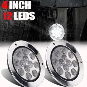 Pair 4inch LED Tail Light Round 16 LED Back Up Lights White Light For Trailer RV - Picture 1 of 9