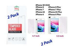 Protector de pantalla drdong para iPhone SE 2020, 8,7,6s,6, 8+, 7+, 6s+, 6+, paquete de 2 - Imagen 1 de 7