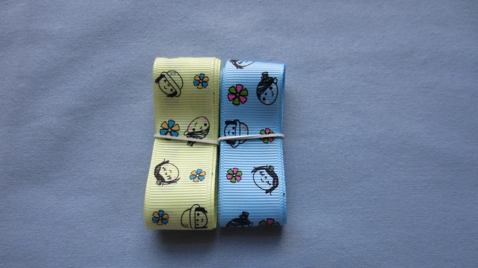2 - 7/8" GROSGRAIN RIBBONS - GIRL PRINTS - 1 YARD @  - image 1 of 1