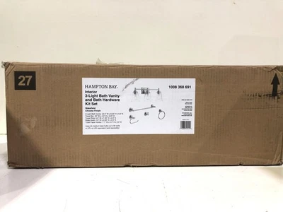 Hampton Bay Wakefield 22,5 pulgadas Kit de herrajes de baño con luz de tocador cromada de 3 luces Foto 1 de 3