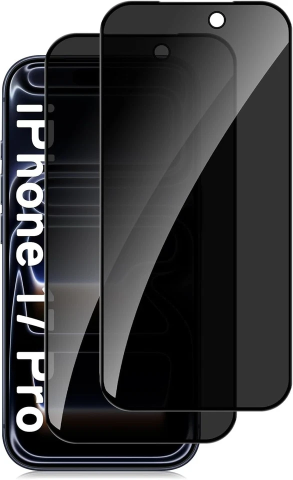 Pacote com 2 telas de vidro temperado privacidade, anti-espião para iPhone 17 Pro (6,3 polegadas) - Imagem 1 de 1