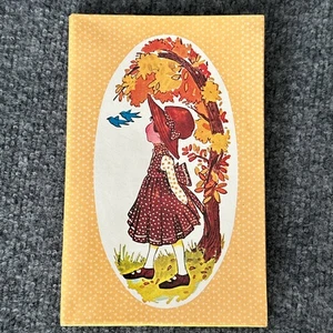 Vintage 80s Address Book Girl Autumn Fall Tree Birds Made in Japan Stationery - Picture 1 of 10
