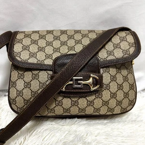 GUCCI Vintage Horsebit GG Guccissima Shoulder Bag Black Leather from Japan - Bild 1 von 10
