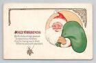 WEIHNACHTEN fröhlicher Weihnachtsmann # 12 geprägt Vintage Postkarte $F