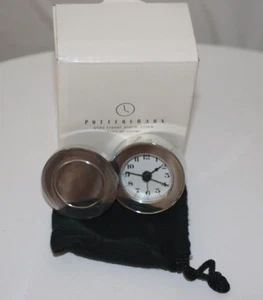 Pottery Barn Aldo Travel Alarm Clock Silver Plated Finish ~ NIB - Picture 1 of 5