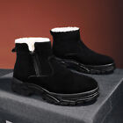 Mens Outdoor Faux Suede Ankle Snow Boots Winter Warm Thick Fleece Lined Shoes