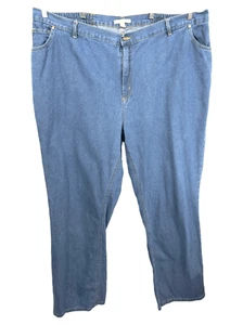 Woman Within Plus Size 28W Tall Jeans Elastic Waist Blue Straight Leg Denim 1006 - Picture 1 of 9