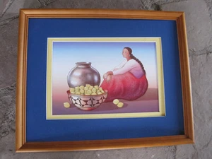 R C Gorman MUJER con LIMONES enmarcado ENMARAÑADO Estampado Navajo 11 x 14 - Imagen 1 de 3