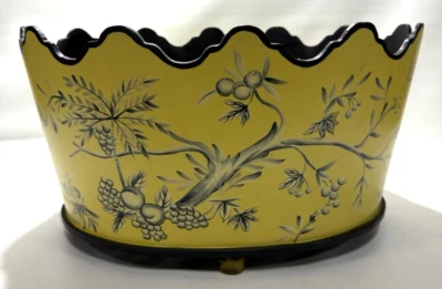 Maceta grande china de madera Monteith en amarillo azul estilo tradicional 14,5"X10,75 Foto 1 de 4