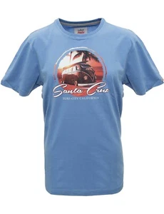 T-Shirt VW Bulli Herren »SANTA CRUZ« Surfer Shirt Blau #10630 NEU - Picture 1 of 1