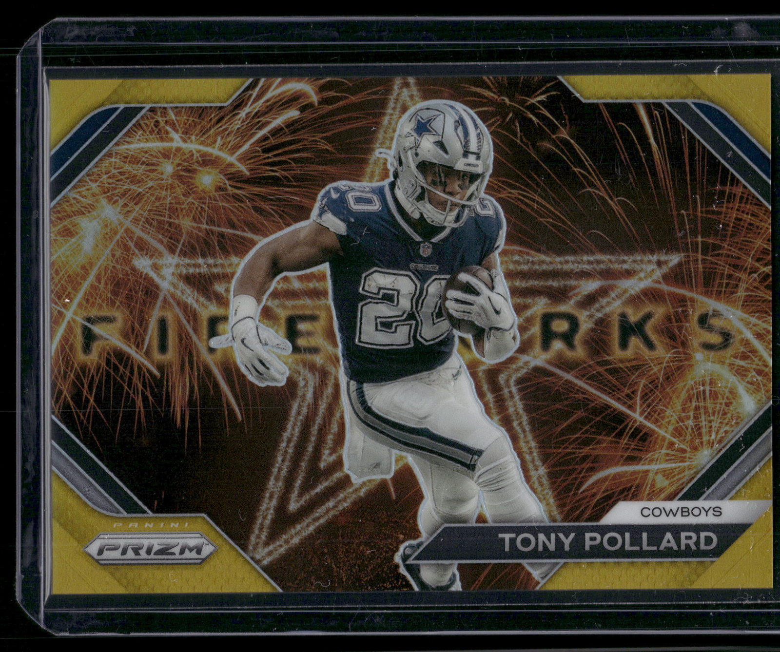 2023 Panini Prizm #F-15 Tony Pollard Fireworks Prizms Gold #/10