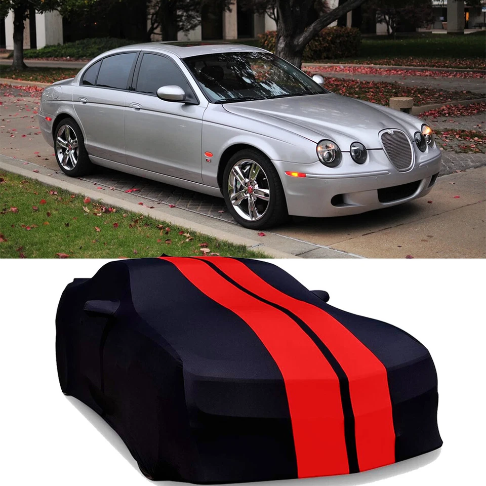 For Jaguar S-TYPE R 1999-2008 Indoor Car Cover Dustproof Satin Stretch Black/Red - image 1 of 4