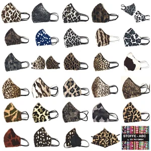 Mund Nase Masken Behelf Atemmasken Webpelz 100% Baumwolle Animalprint Waschbar - Bild 1 von 80