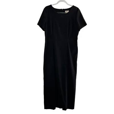 Vintage Studio Ease Black Short Sleeve Maxi Dress Size 12 Velvet Holiday Party c - Image 1 of 4