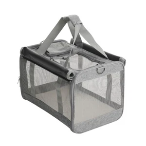 Grey Pets Fabric Dog Crate Puppy Carrier - Cat Travel Cage Carry Pet Bag 47cm - Picture 1 of 19