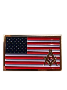 Freemason american Flag Masonic car truck Metal Emblem White & Red Heavy Decal - Picture 1 of 1